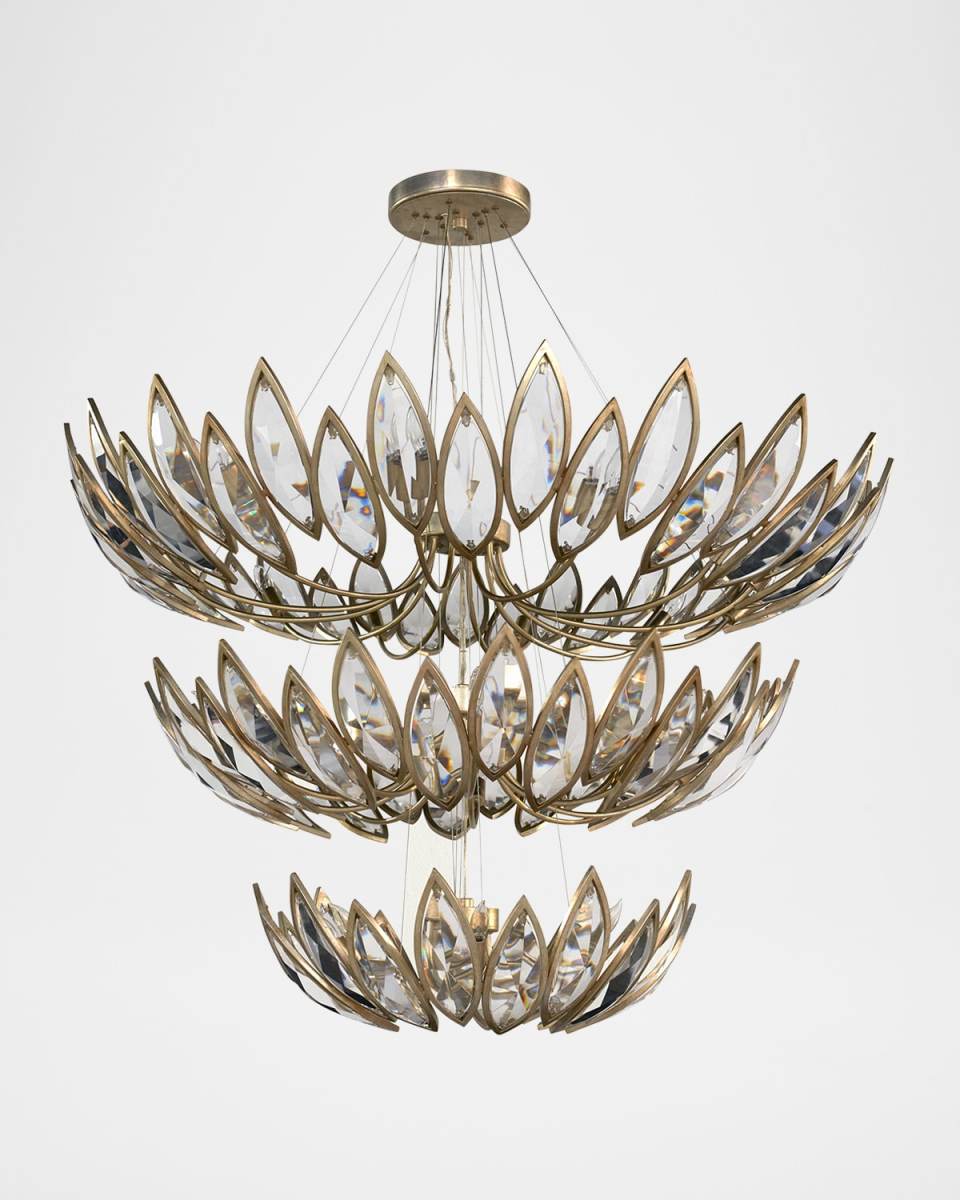 Petaline 3-Tier 27-Light Crystal Chandelier - 50"
